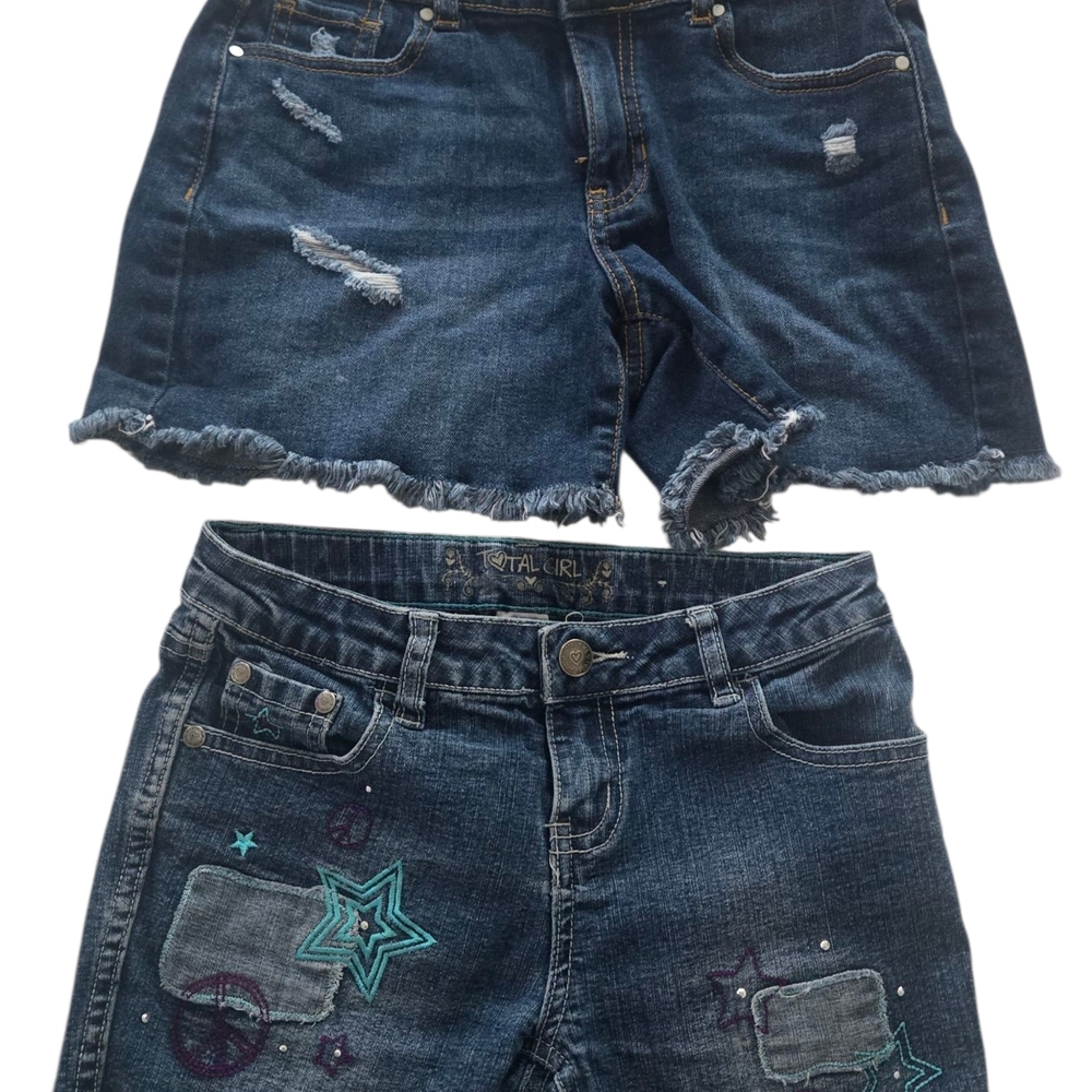 Total Girl Blue Distressed Denim Shorts